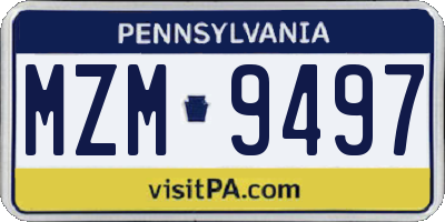 PA license plate MZM9497