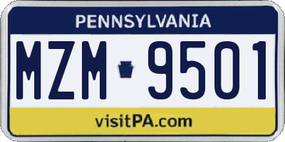PA license plate MZM9501