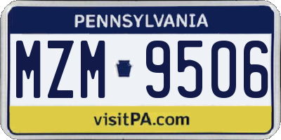 PA license plate MZM9506