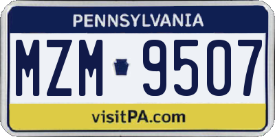 PA license plate MZM9507