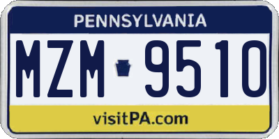 PA license plate MZM9510