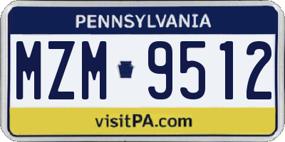 PA license plate MZM9512