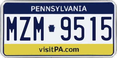 PA license plate MZM9515