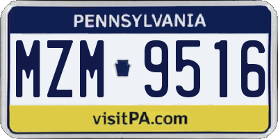 PA license plate MZM9516