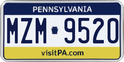 PA license plate MZM9520