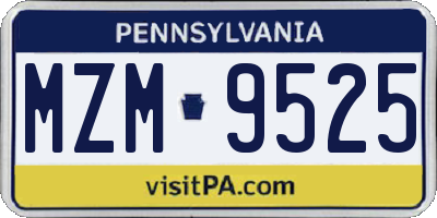 PA license plate MZM9525