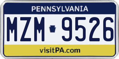 PA license plate MZM9526