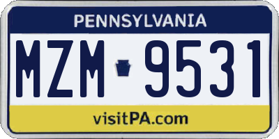 PA license plate MZM9531