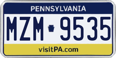 PA license plate MZM9535