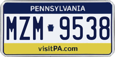 PA license plate MZM9538