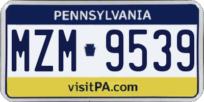 PA license plate MZM9539