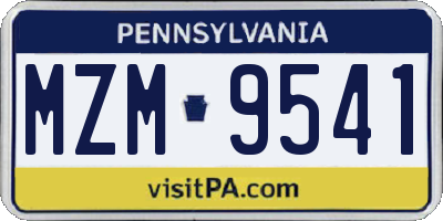 PA license plate MZM9541