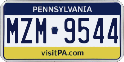 PA license plate MZM9544