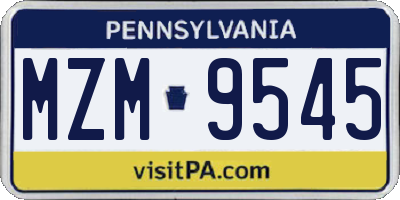 PA license plate MZM9545