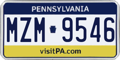 PA license plate MZM9546