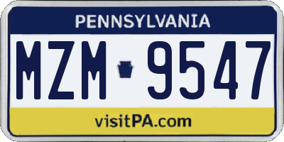 PA license plate MZM9547