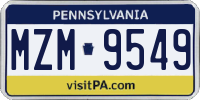 PA license plate MZM9549