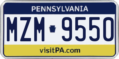 PA license plate MZM9550