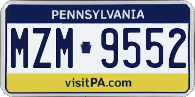PA license plate MZM9552