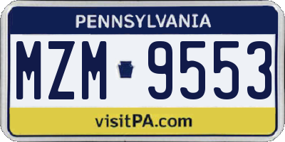 PA license plate MZM9553