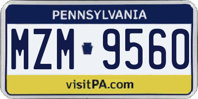 PA license plate MZM9560
