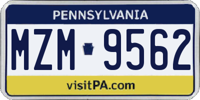 PA license plate MZM9562