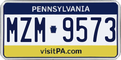 PA license plate MZM9573