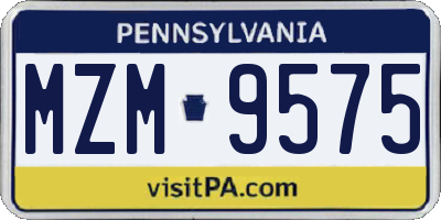 PA license plate MZM9575