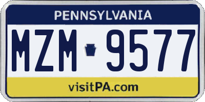 PA license plate MZM9577
