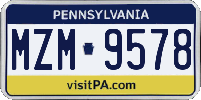 PA license plate MZM9578