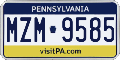 PA license plate MZM9585