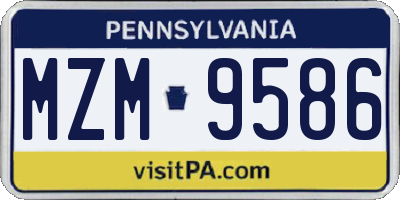 PA license plate MZM9586