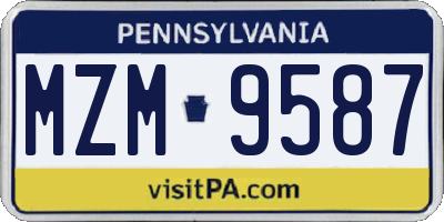 PA license plate MZM9587