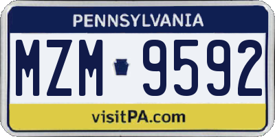 PA license plate MZM9592