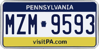 PA license plate MZM9593