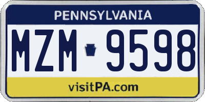 PA license plate MZM9598