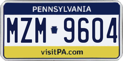 PA license plate MZM9604
