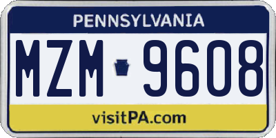 PA license plate MZM9608