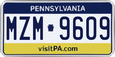 PA license plate MZM9609