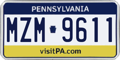 PA license plate MZM9611