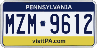 PA license plate MZM9612