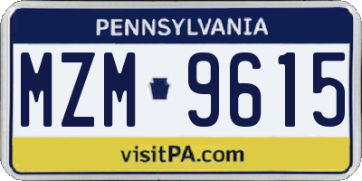 PA license plate MZM9615