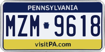 PA license plate MZM9618