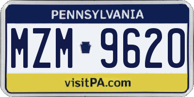 PA license plate MZM9620