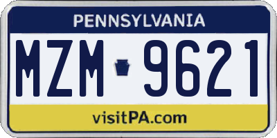 PA license plate MZM9621