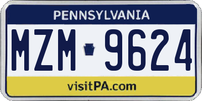 PA license plate MZM9624