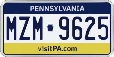 PA license plate MZM9625
