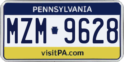 PA license plate MZM9628
