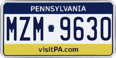 PA license plate MZM9630