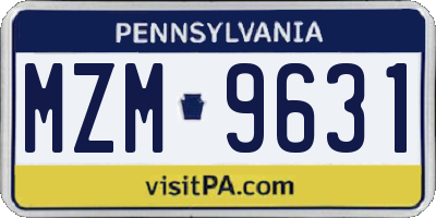 PA license plate MZM9631
